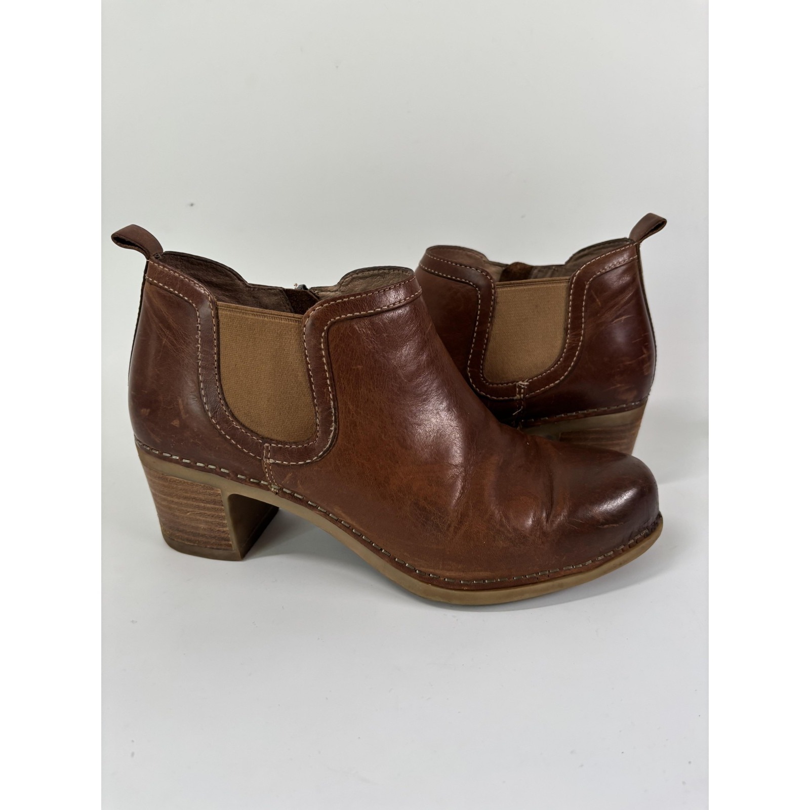 Dansko Brown Leather Chelsea Ankle Booties